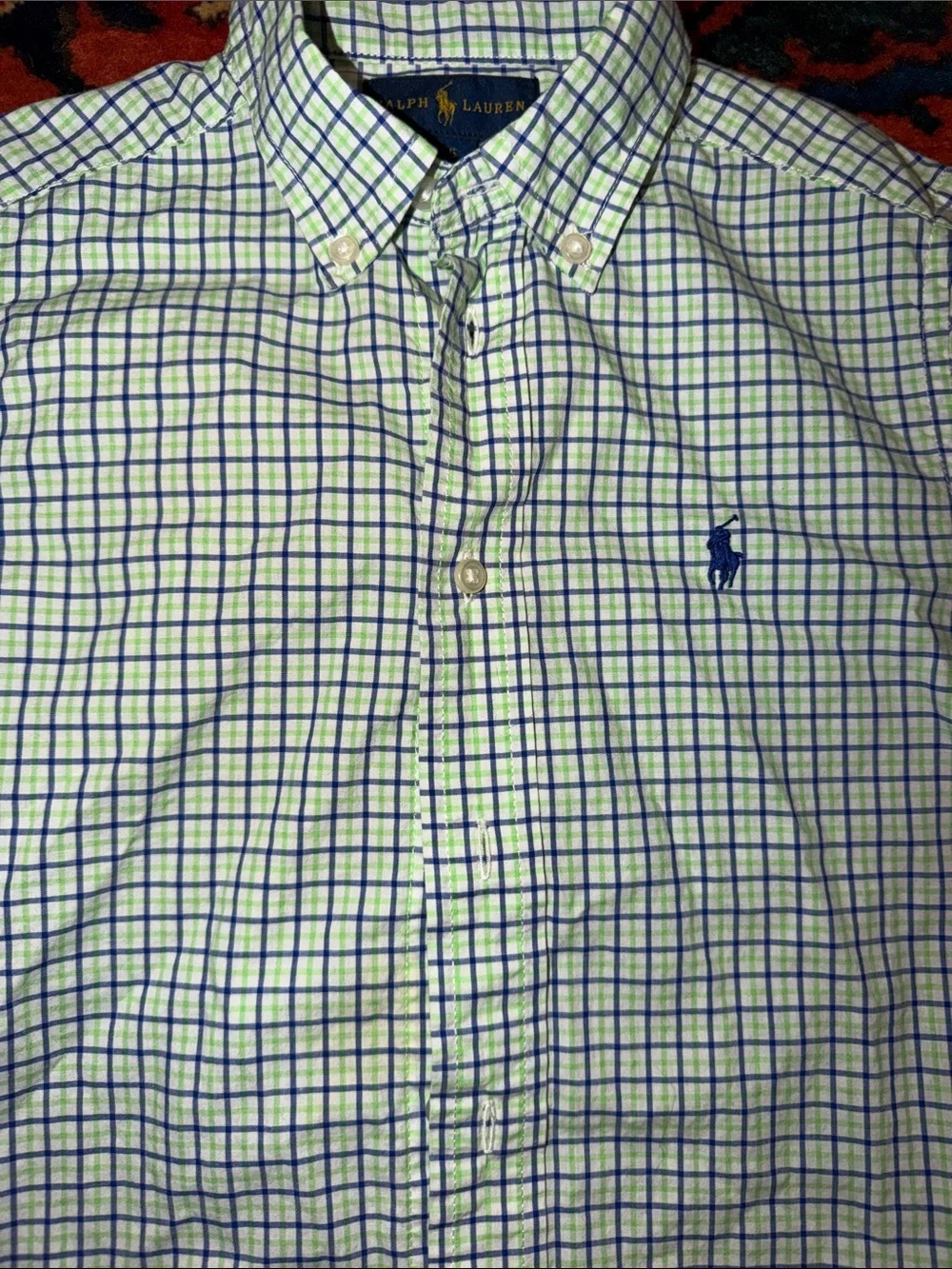 Polo Ralph Lauren Boys Long-Sleeve Tattersall Oxford Button-Down Shirt- Size 5